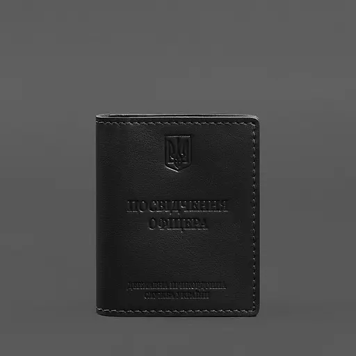 Кожаная обложка для удостоверения офицера ГНСУ (три кармана) черная - фото 8