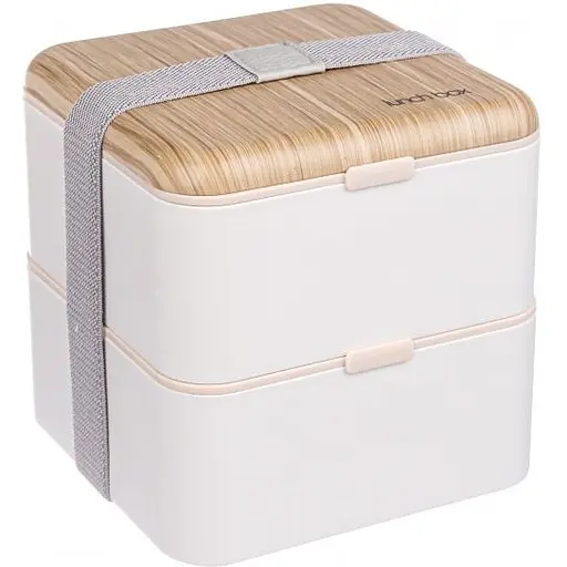 Ланч-бокс Laprida двоярусний з ложкою та паличками 1400 мл бежевий (64-21-816)