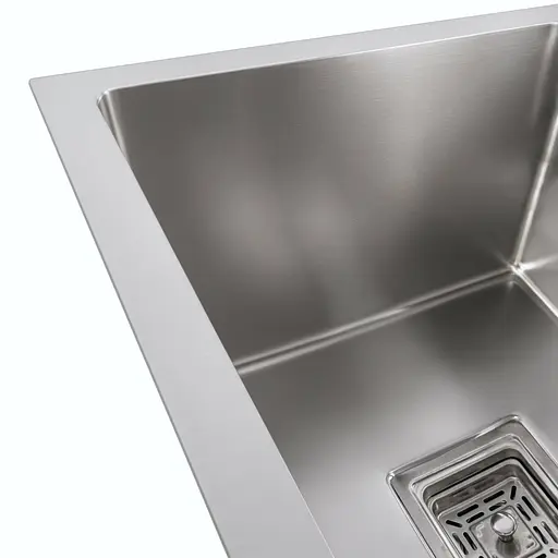 Кухонная мойка на две чаши Platinum Handmade HSB 75x45 нержавейка (квадратный сифон 3.0/1.0 мм, монтаж под столешницу), Нержавеющая сталь - фото 5