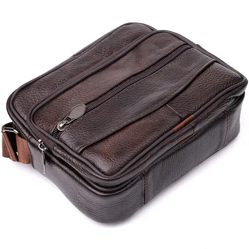 Горизонтальна зручна сумка з ручкою для чоловіків із натуральної шкіри Vintage 20х17х8 см sum0027476 - фото 15