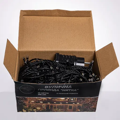 Гірлянда Нитка вулична GarlandoPro 30 м 300 LED чорний дріт Жовтий CF300L30MBY - фото 5