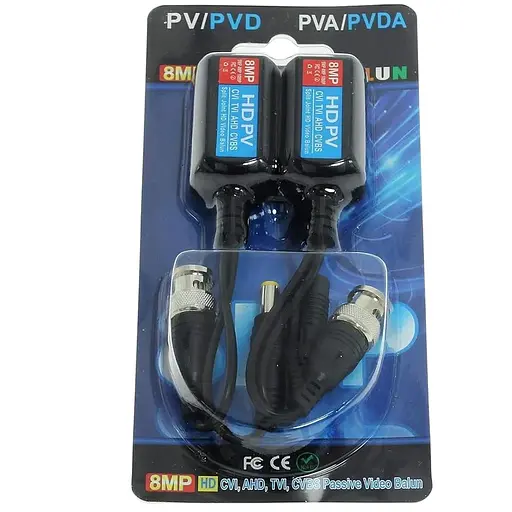 CMVision PV/PVD/PVA/PVDA Пасивний кабель живлення Відео Дані Аудіо BALUN Вита пара UTP з роз'ємом живлення HD Balun для камер 8MP