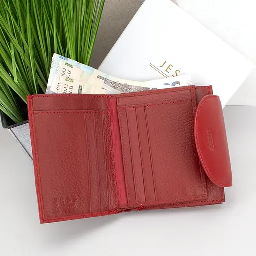 Жіночий шкіряний гаманець червоний Jess 375-2036-2 маленький - фото 2