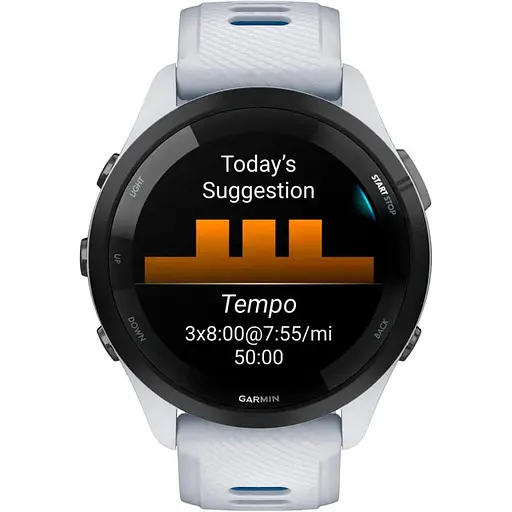 Смарт-годинник Garmin Forerunner 265 Black Bezel with Whitestone Case and Whitestone/Tidal Blue Silicone Band (010-02810-01) [89366] - фото 4