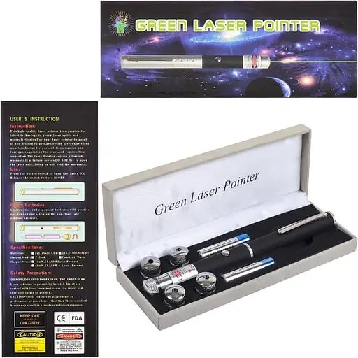 Лазерная указка зеленая 5в1, 12-04(96840)