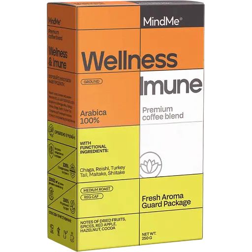 Набор: кофе MindMe Wellness & Imune функциональный молотый 250 г + коллагеновые сливки с кокосовым молоком MindMe Beauty Creamer 210 г - фото 2