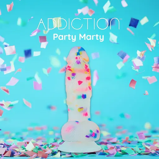 Фалоімітатор з конфетті Addiction - PARTY MARTY 7.5″ - FROST & CONFETTI, 19 см, силікон - фото 4
