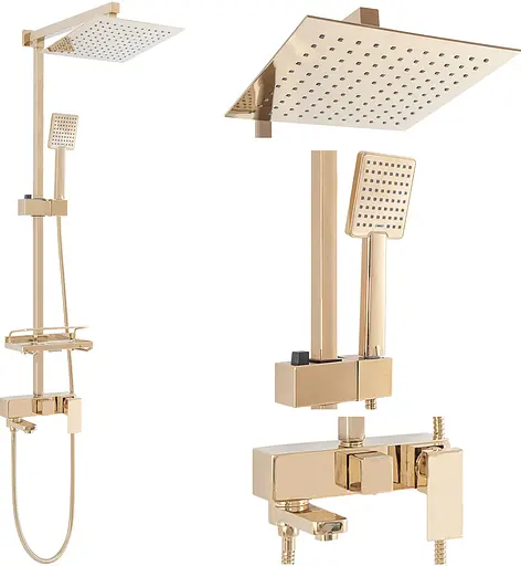 Душова система Rea Jack gold з виливом та полицею золотий REA-P7008, Золотий - фото 2