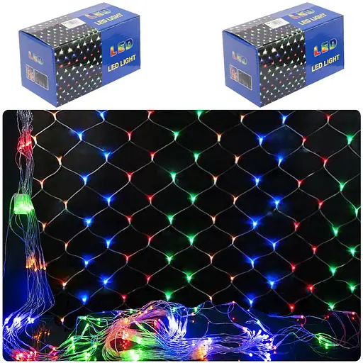 Гірлянда електрична сітка, D-2, 144 лампочки, кольорова