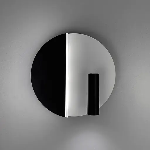 Настінний білий з чорним круглий світильник із спотом | Арт. W 088-180 BK+WT | Line F - фото 3