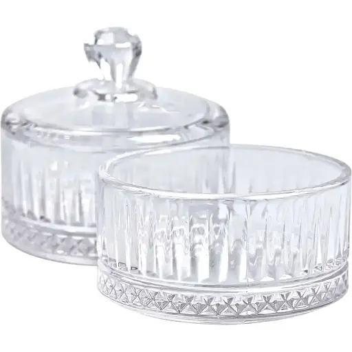 Конфета Yiwu двухуровневая с крышкой стеклянная ребристая прозрачная HP-YH-71 - фото 3