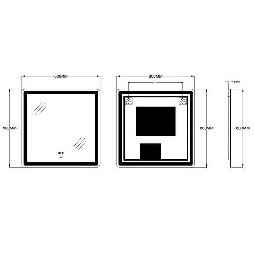 Зеркало Zerix Mirra MR05-80x80 с LED Touch, Anti-fog, димером, регулятором яркости ZX6058 - фото 3