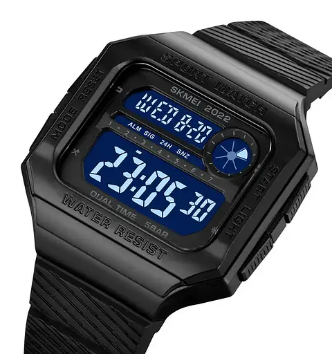Часы мужские спортивные наручные Skmei 2022 (Черный с черным циферблатом) - фото 4