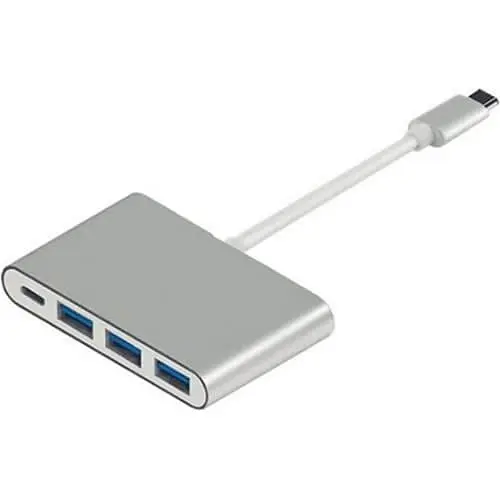 USB-Хаб ATcom USB Type-C 3хUSB3.0, USB Type-C, 0.1м, металл Silver (12808) - фото 1
