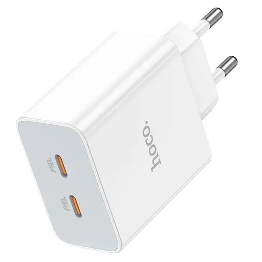 Адаптер питания сетевой HOCO C108A Leader dual port (выходы 2C) 35W зарядный блок - фото 1