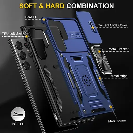 Ударопрочный чехол Camshield Army Ring для Samsung Galaxy S25 Ultra Синий / Navy - фото 2