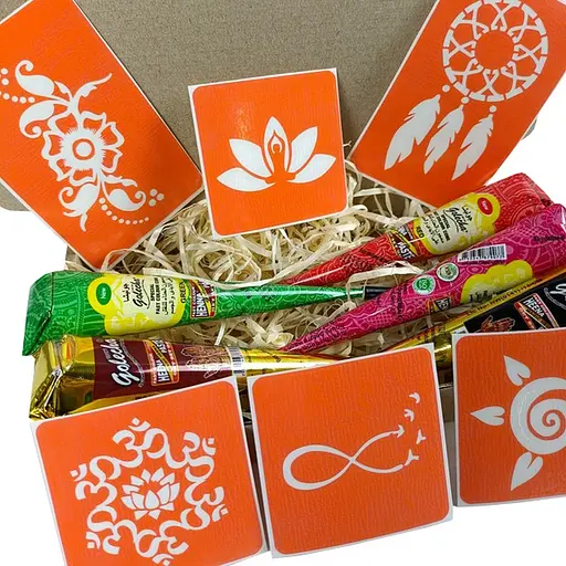 Набор цветной хны с трафаретами для био- тату №2 Fresh Tattoo color-henna-set-02 - фото 2