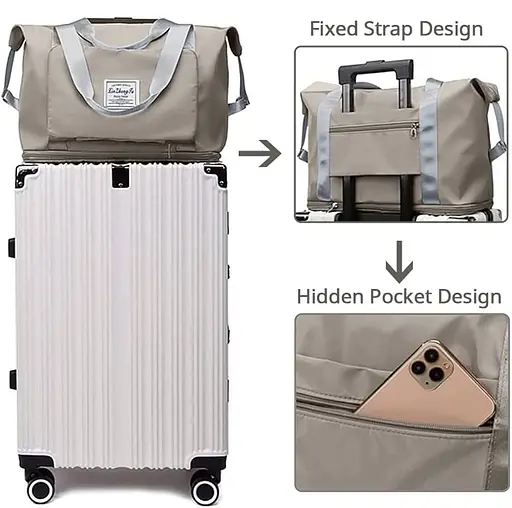 Дорожная сумка для путешествий для ручной клади Серый цвет 42*28см (+12 см)*22см - фото 2