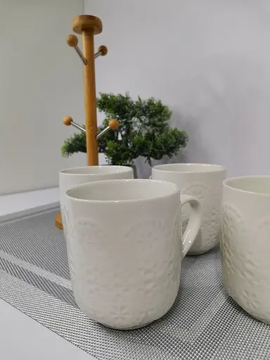 Набор чайный Interos из 4 предметов фарфоровых чашек на деревянной стойке 340 мл PJ02118 - фото 2