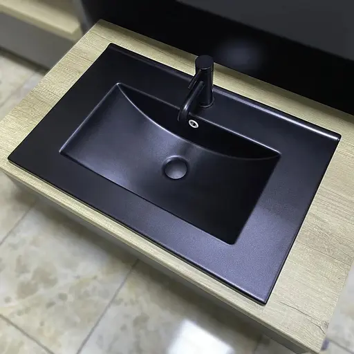 Умивальник VBI Ferrara 70 чорний матовий врізний VBI-018043, Чорний матовий - фото 1