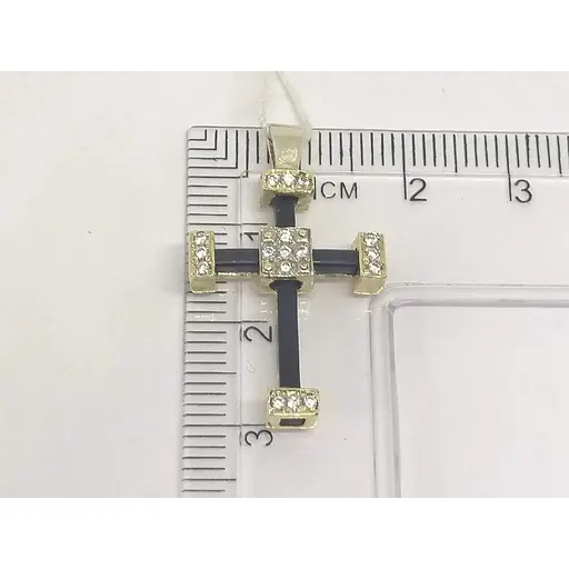 Золотой крестик Гаразд с каучуком и фианитами. 3541757Ж - фото 5