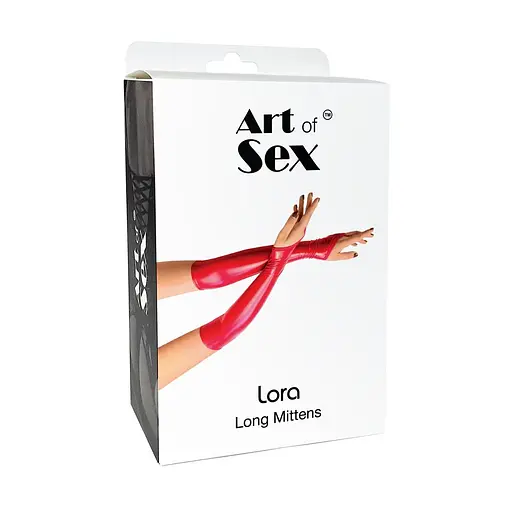 Виниловые миттинки Art of Sex - Lora длинные цвет красный S - фото 3