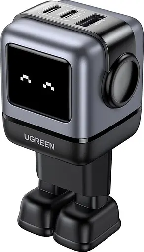 Зарядний пристрій Ugreen CD361 Nexode Robot GaN Tech USB-A + 2*USB-C 65 W (UGR-25685B) - фото 1