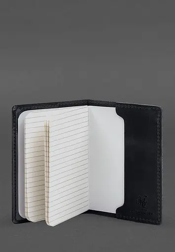 Кожаный переплет для военного билета офицера запаса 8.2 темно-синий Crazy Horse - фото 5