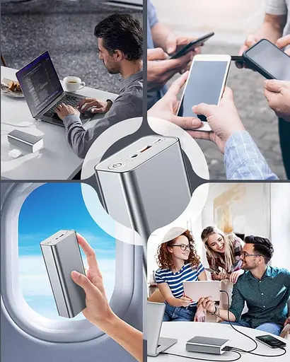 Andizun 30000mAh Power Bank, портативний зарядний пристрій 65 Вт PD і 76 Вт PC USB C, 3 порти зарядки - фото 7