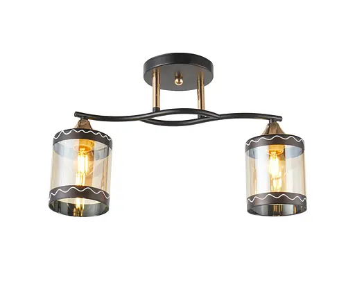 Люстра стельова на 2 плафони 6380-2 (Чорний+Золото)