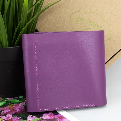 Кошелек женский кожаный маленький на кнопке Handycover HC0062 фуксия - фото 8