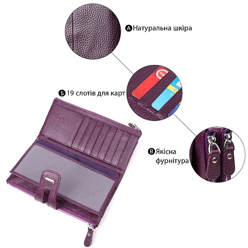 Женский кошелек из натуральной кожи Canpellini 18.59.5х2.5 см acs0029702 - фото 4