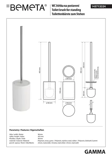 Туалетний йоржик Bemeta Gamma підлоговий 145713324, Білий - фото 2
