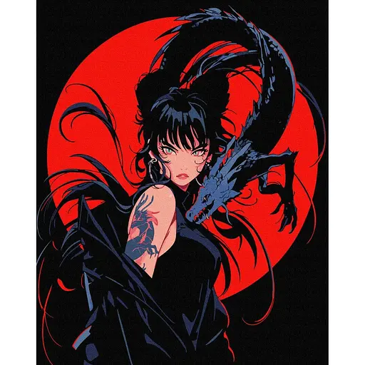 Картина по номерам на подрамнике Brushme Девушка с тату дракона - фото 1