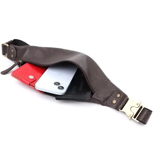 Модна сумка бананка для чоловіків із зернистої натуральної шкіри SHVIGEL 29х11х4,5 см sum0027466 - фото 18