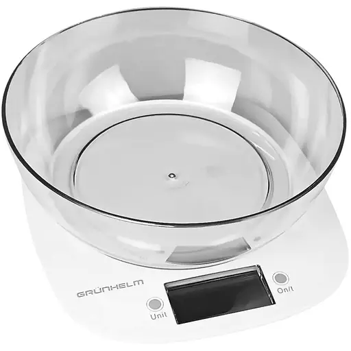Ваги кухонні Grunhelm KES-1PW з чашою максимальна вага 5 кг білі (136007) - фото 2