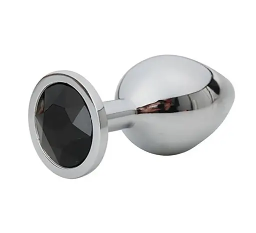 Анальная пробка Fantasy Silver Butt Plug Diamond S 7 см (черный) - фото 5