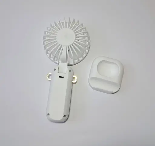 Портативный ручной вентилятор JX-995 на аккумуляторе 500mAh с ручкой мини ветродуйка 2Вт 70мм Белый - фото 3