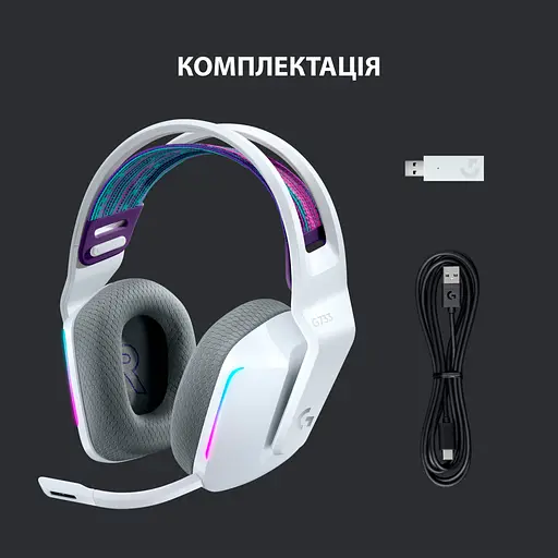 Наушники Logitech G733 Lightspeed Wireless RGB Gaming Headset White 981-000883 - фото 6