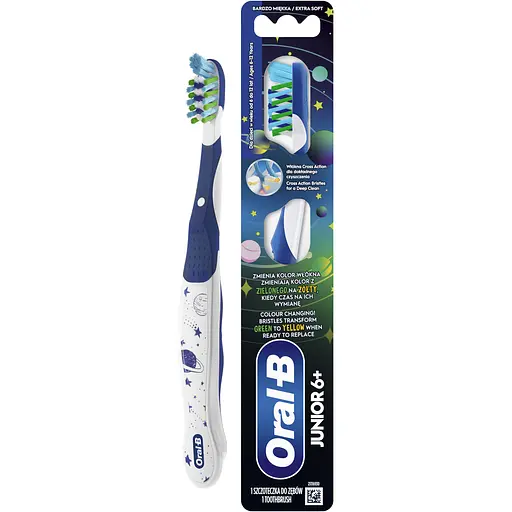 Зубна щітка Oral-B Junior для дітей 6+ років м'якої жорсткості біло-синій 1 шт.