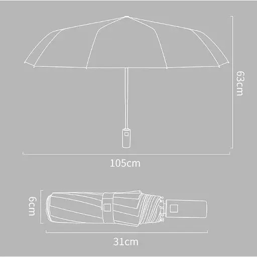 Автоматический зонтик Zuodu Umbrella LED ZD220 черный - фото 4
