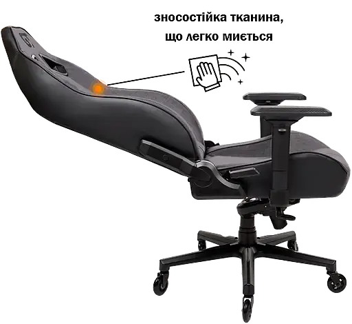 Геймерське крісло GT Racer чорне зі світло-сірим (X-8009 Fabric Light Gray/Black) - фото 3