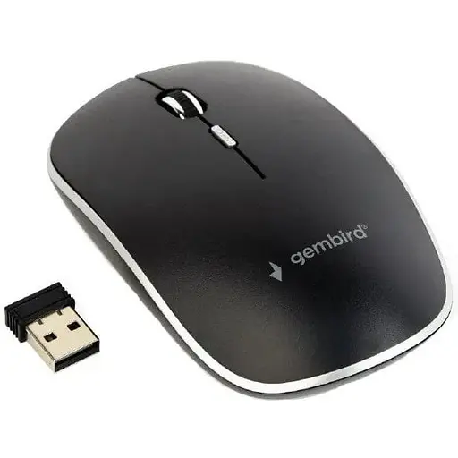 Миша Gembird MUSW-4B-01 бездротова чорний dpi 1600 USB 2xAAА (MUSW-4B-01) - фото 1
