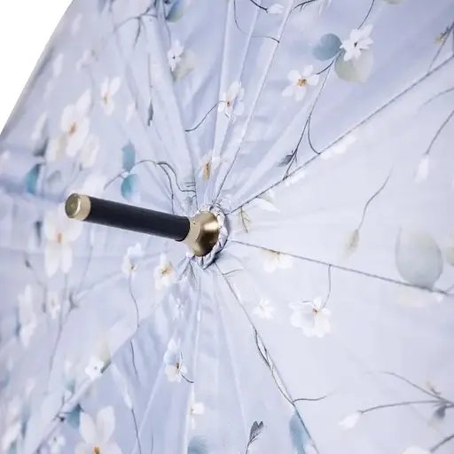 Парасоля-тростина Yiwu HP-23-7BL напівавтомат складна 99 см з квітковим принтом блакитна - фото 7