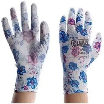 Рукавички Сила Незабудки з поліуретановим покриттям р8 садові манжет блакитні