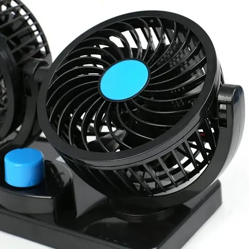 Двойной портативный настольный мини вентилятор Portable Fan F30 автомобильный USB 8-15Вт 360° Черный - фото 4