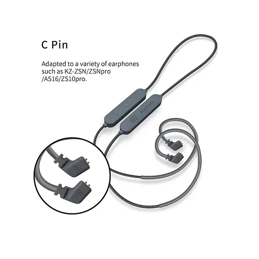 Bluetooth-адаптер KZ APTX-HD Bluetooth 5.0 cable upgrade Wire C pin сірий - фото 4