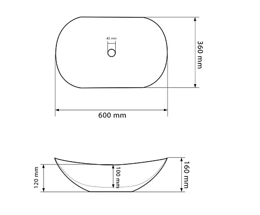 Умивальник VBI Turin black white накладний VBI-011513, Чорний матовий - фото 3