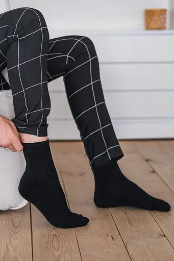 Шкарпетки чоловічі однотонні класичні високі безшовні якісні ORGANIC cotton JILL ANTONY Чорний, 44-45 - фото 4