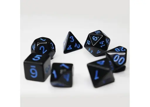 Набір кубиків Opaque 7 Dice Set - Black (w-blue) , 7 шт. (g7dopaq12) - фото 4